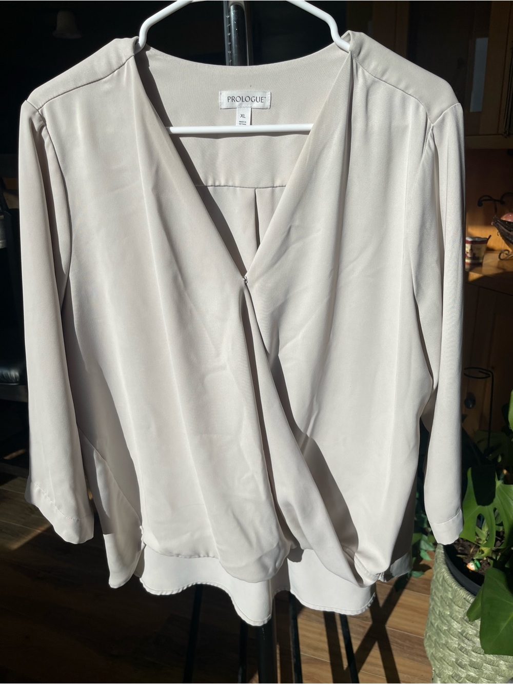 Prologue Women's Taupe Wrap Blouse Size XL